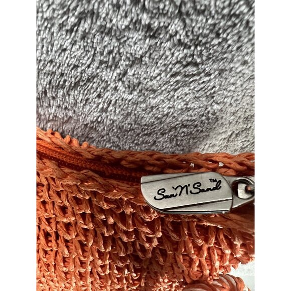Sun N Sand Orange Straw & Shell Crossbody Boho Tan Purse Bag Beach Casual - Picture 5 of 11